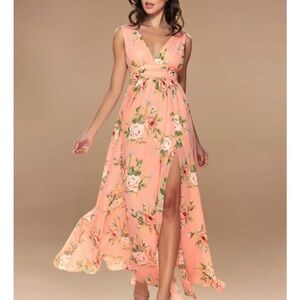 NWT - Peach/Coral Mark Versailles Floral Print Maxi Dress